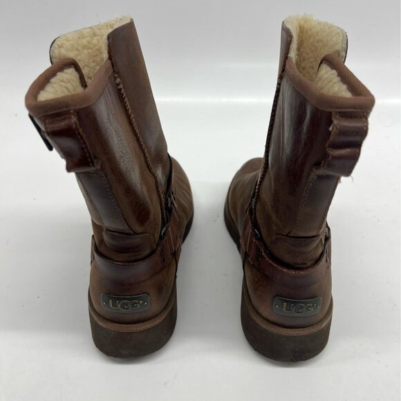 UGG Maddox Leather Shearling Lined Moto Boots Women’s 9 | Warm Winter Buckle - Picture 5 of 6